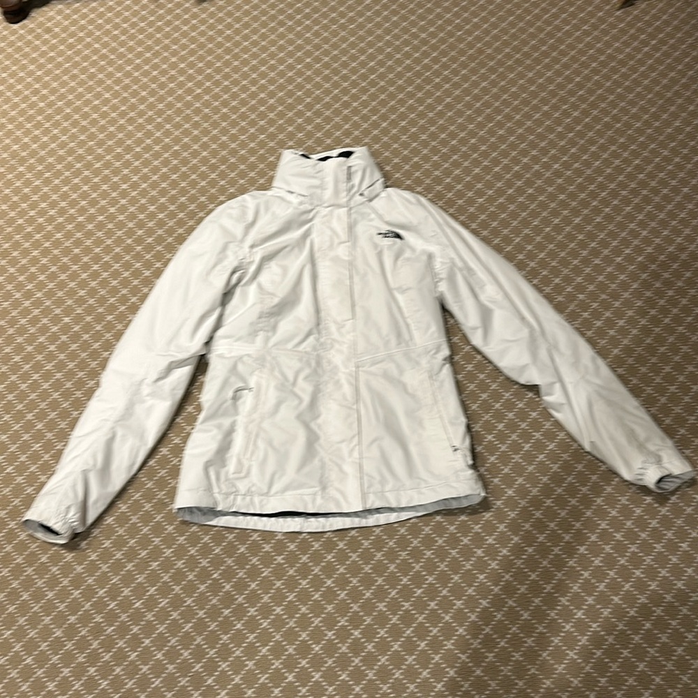 North Face lightweight, white jacket with a hood